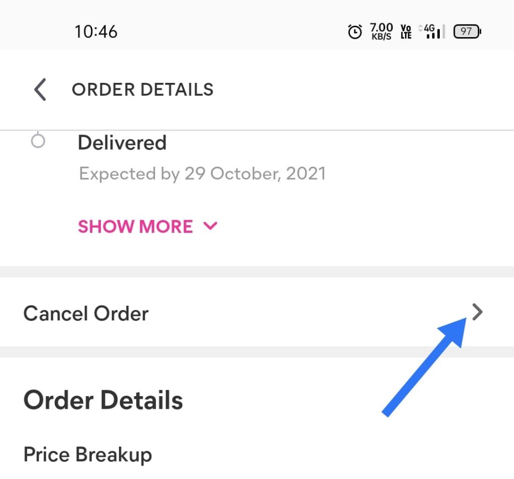 Cancel Order in Meesho after shipped