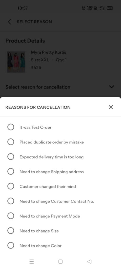 Cancel Order in Meesho after shipped