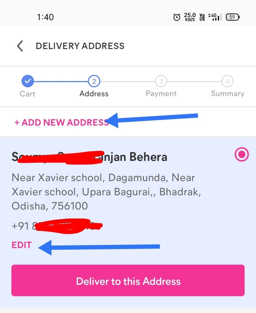 Change Shipping Address in Meesho