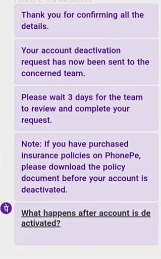 Delete PhonePe Account 