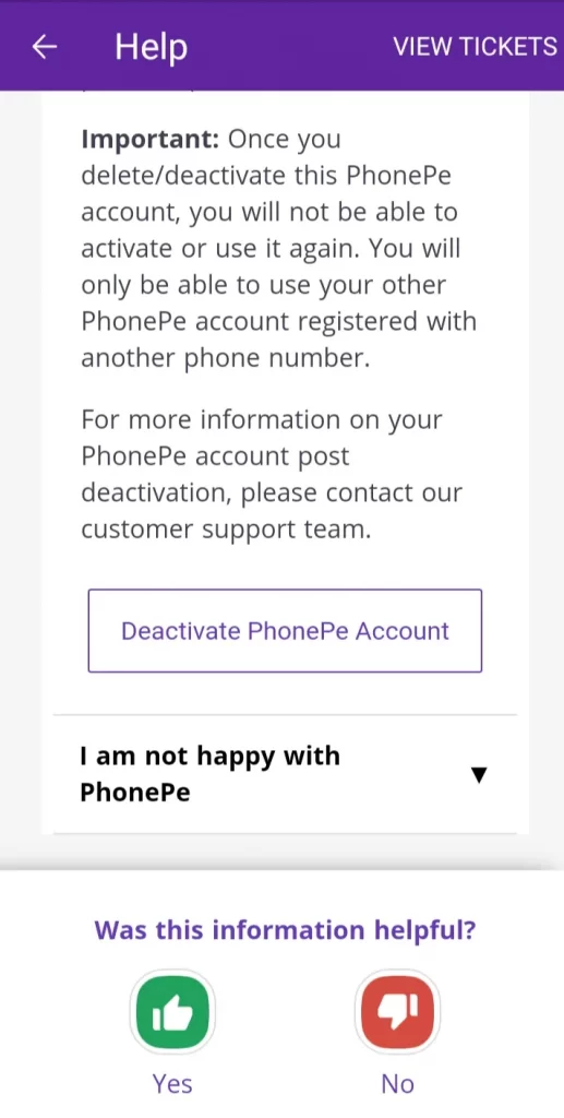 Delete PhonePe Account 