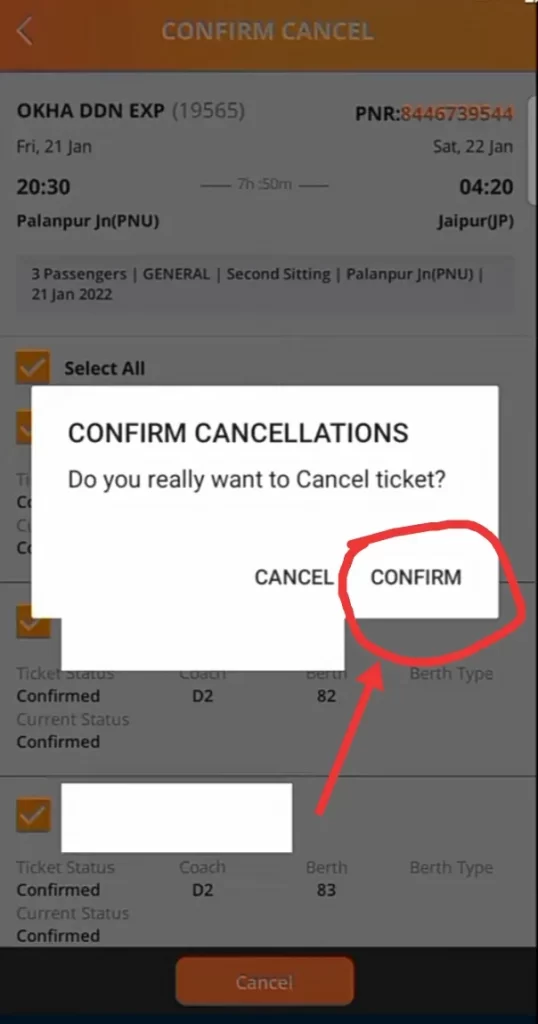 Cancel ticket in IRCTC