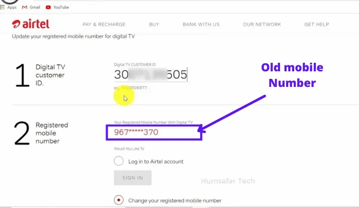 Change Mobile Number in Airtel DTH