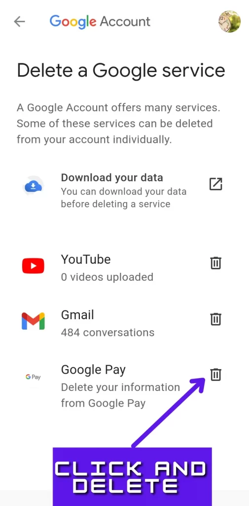 Delete Google Pay Account