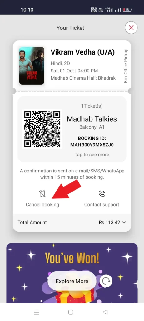 How to cancel ticket in BookMyShow