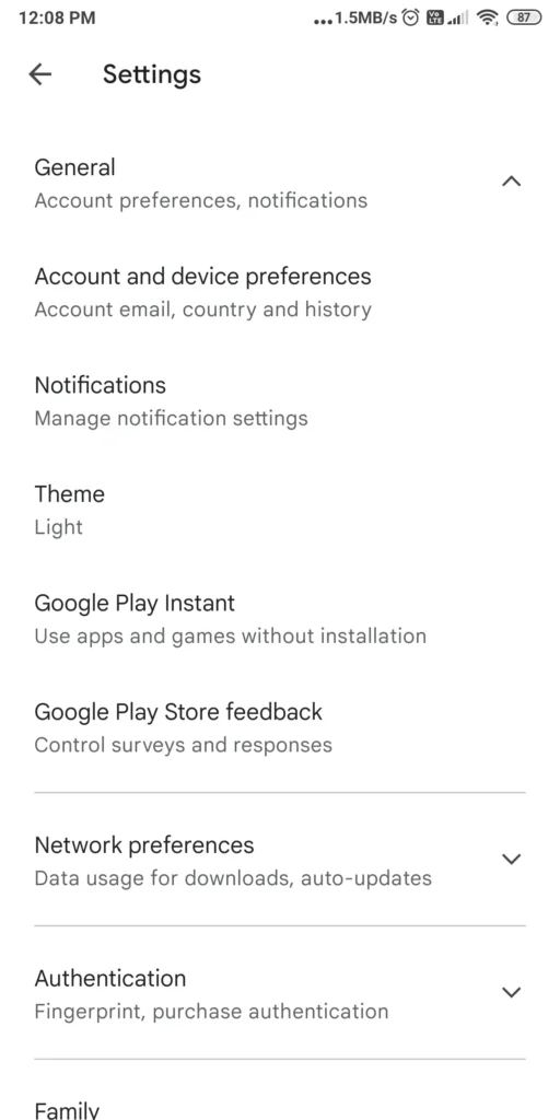 delete your play store search history