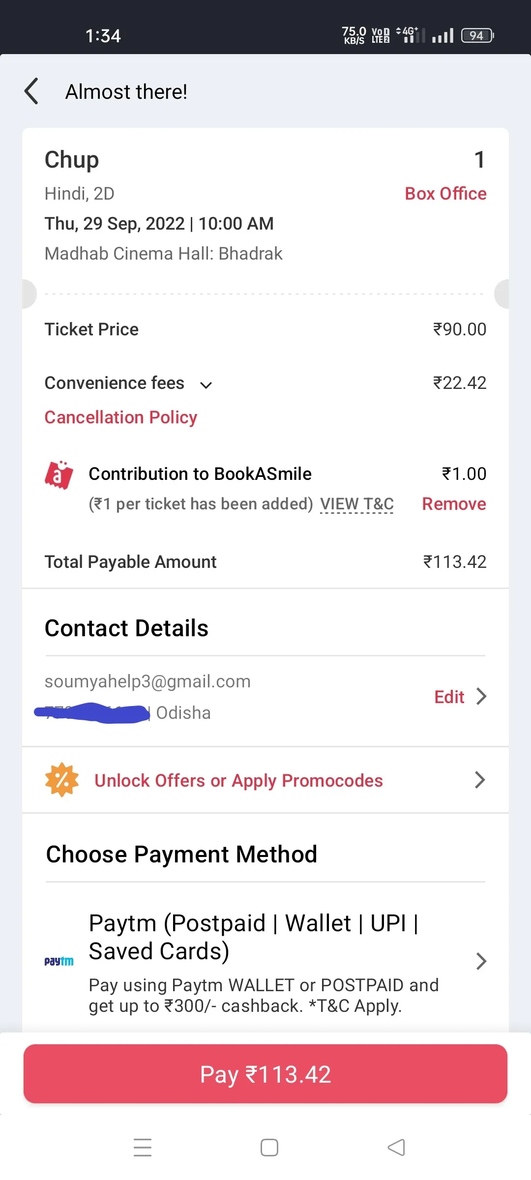 Book Ticket in BookMyShow