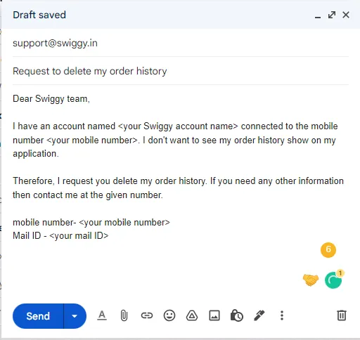 How to delete Swiggy order history