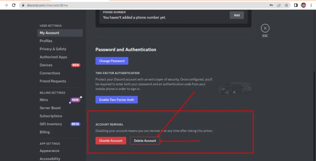 Delete Discord Account