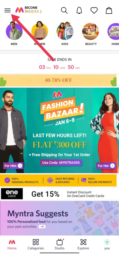 Delete Myntra Account