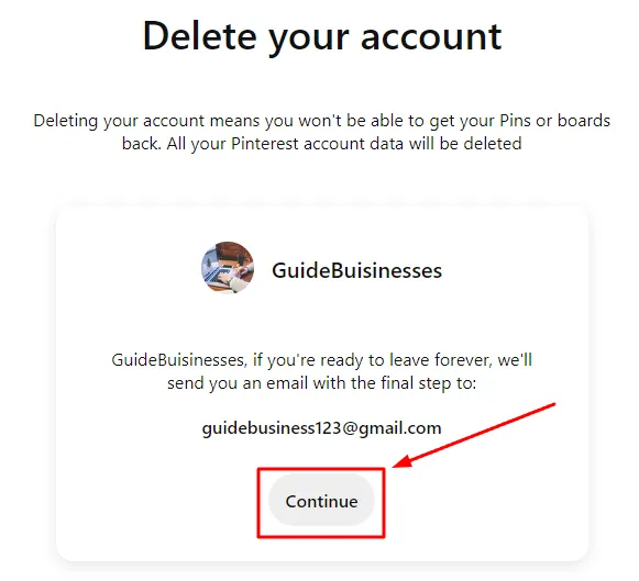 Delete Pinterest Account