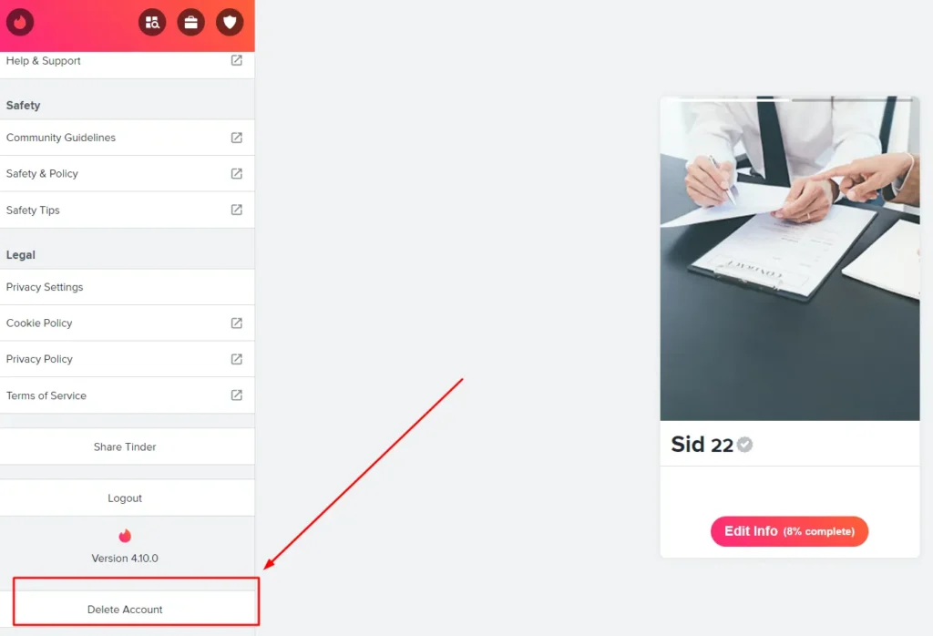 Delete Tinder 
