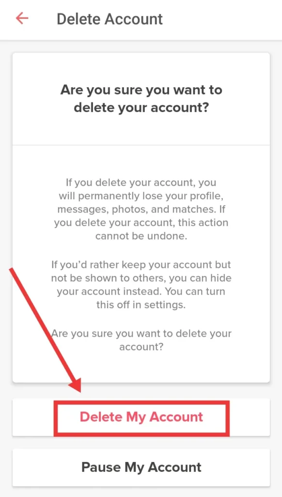 Delete Tinder account