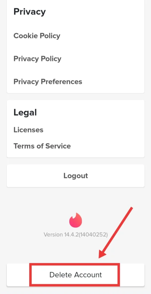 Delete Tinder account