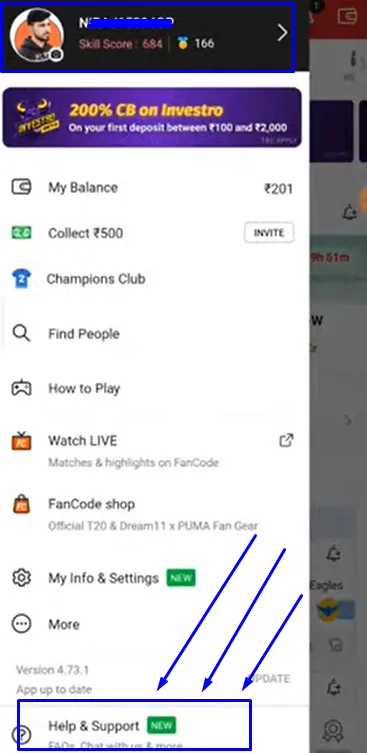 Delete Dream11 Account