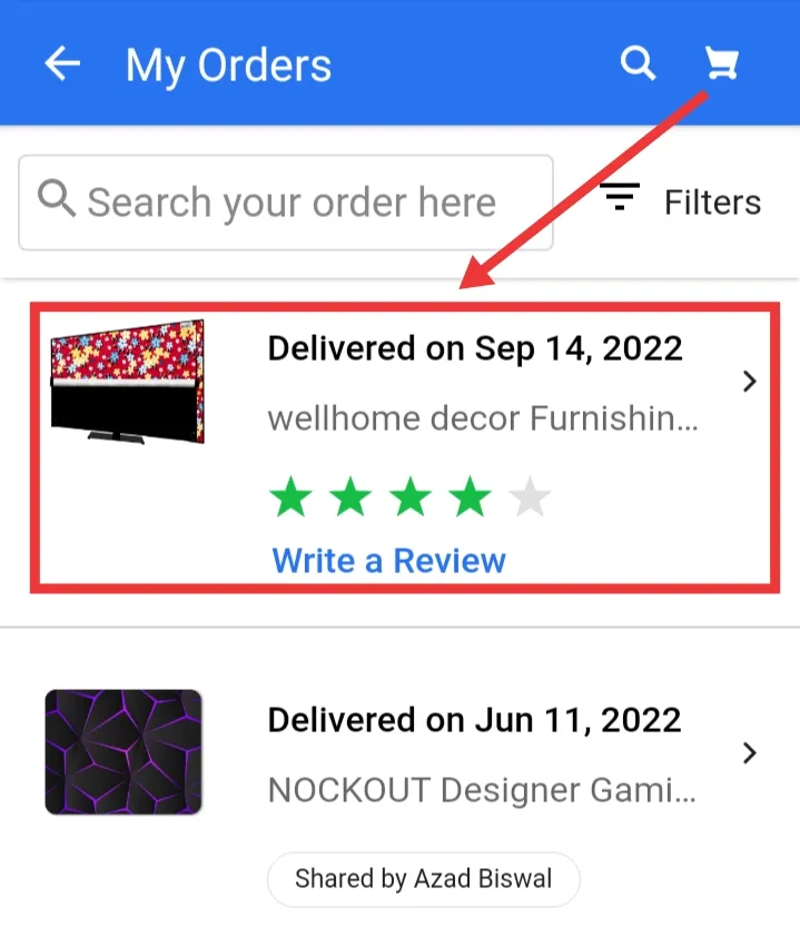 Delete Flipkart Order History