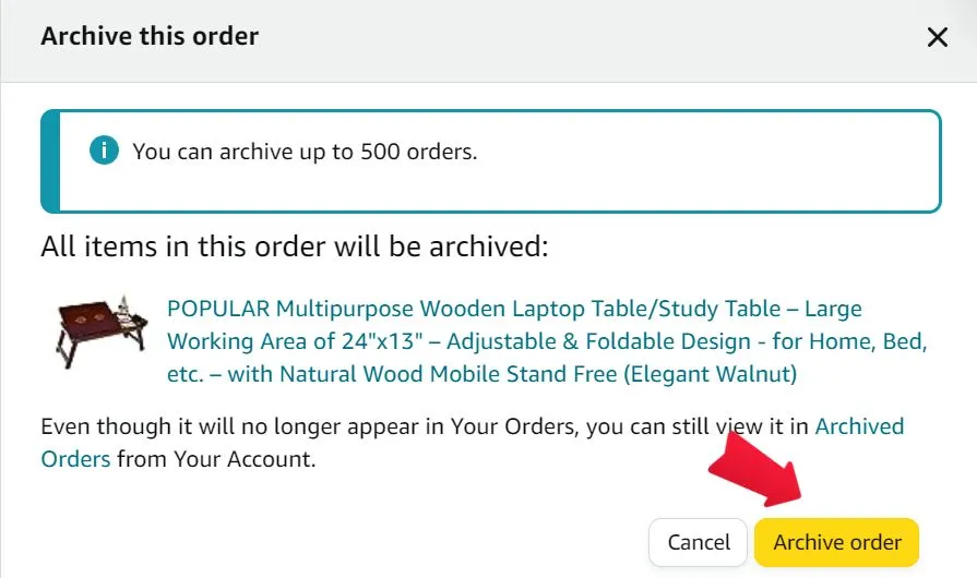 Hide Orders on Amazon App