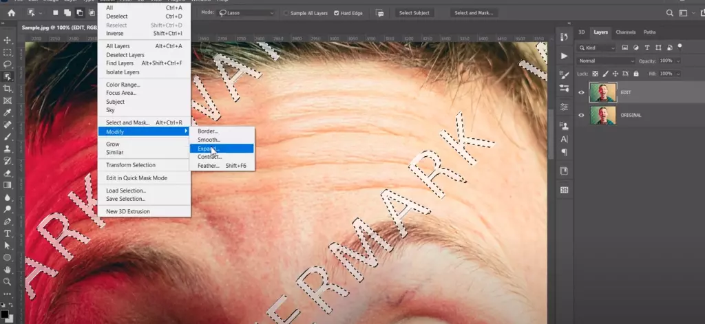 How to remove watermark from photo in Photoshop